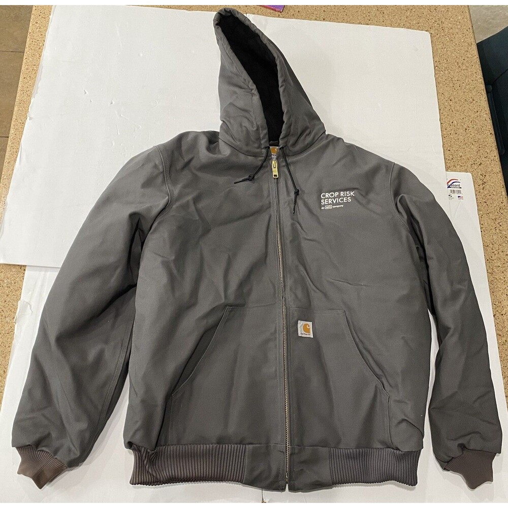 Carhartt Jacket Gray Duck Canvas Thick Mens Size XL Tall Thermal Lining